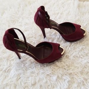 White House Black Market Burgundy Suede Heels